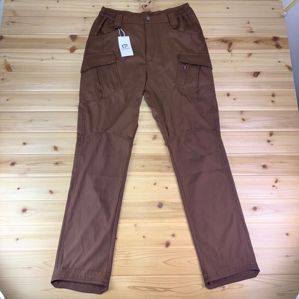 NEW Flexcamo Pants Mens L32 Brown Tactical Series Straight Leg Waterproof Cargo